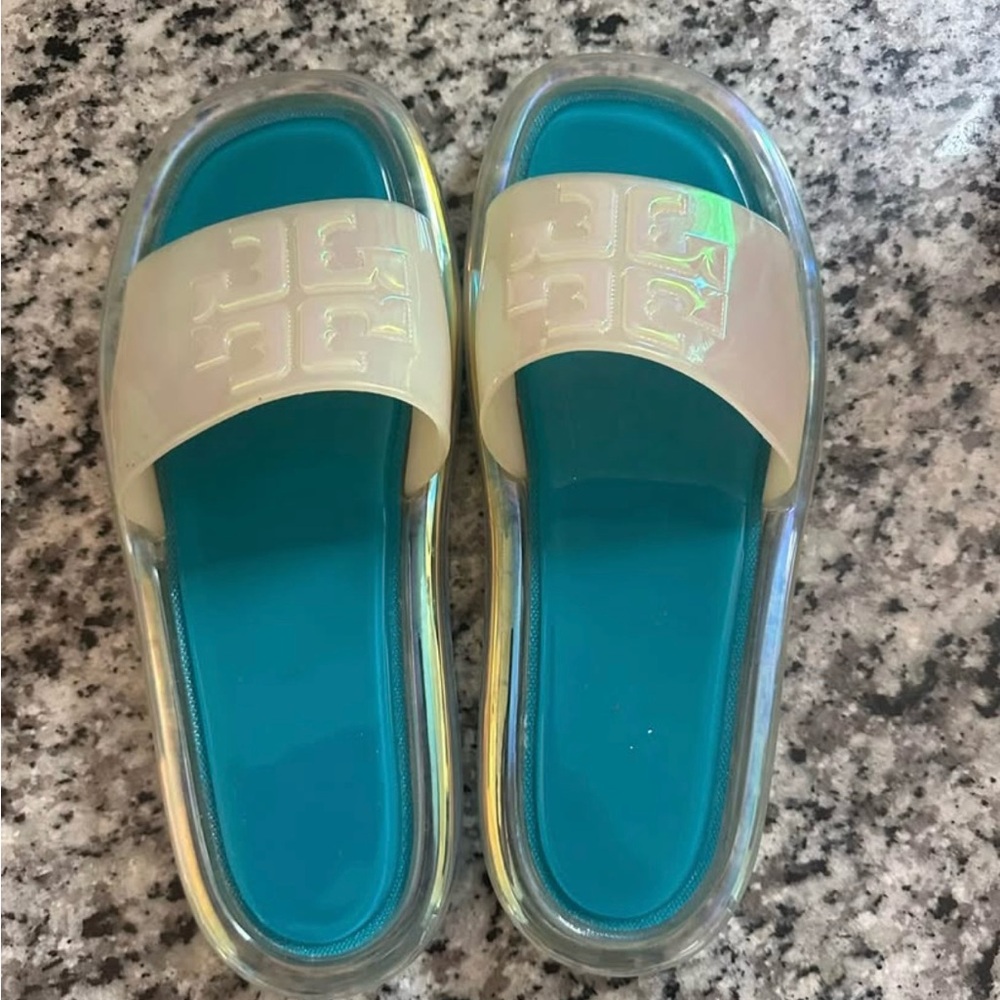 Tory Burch bubble jelly White and Blue Sandals Slides
